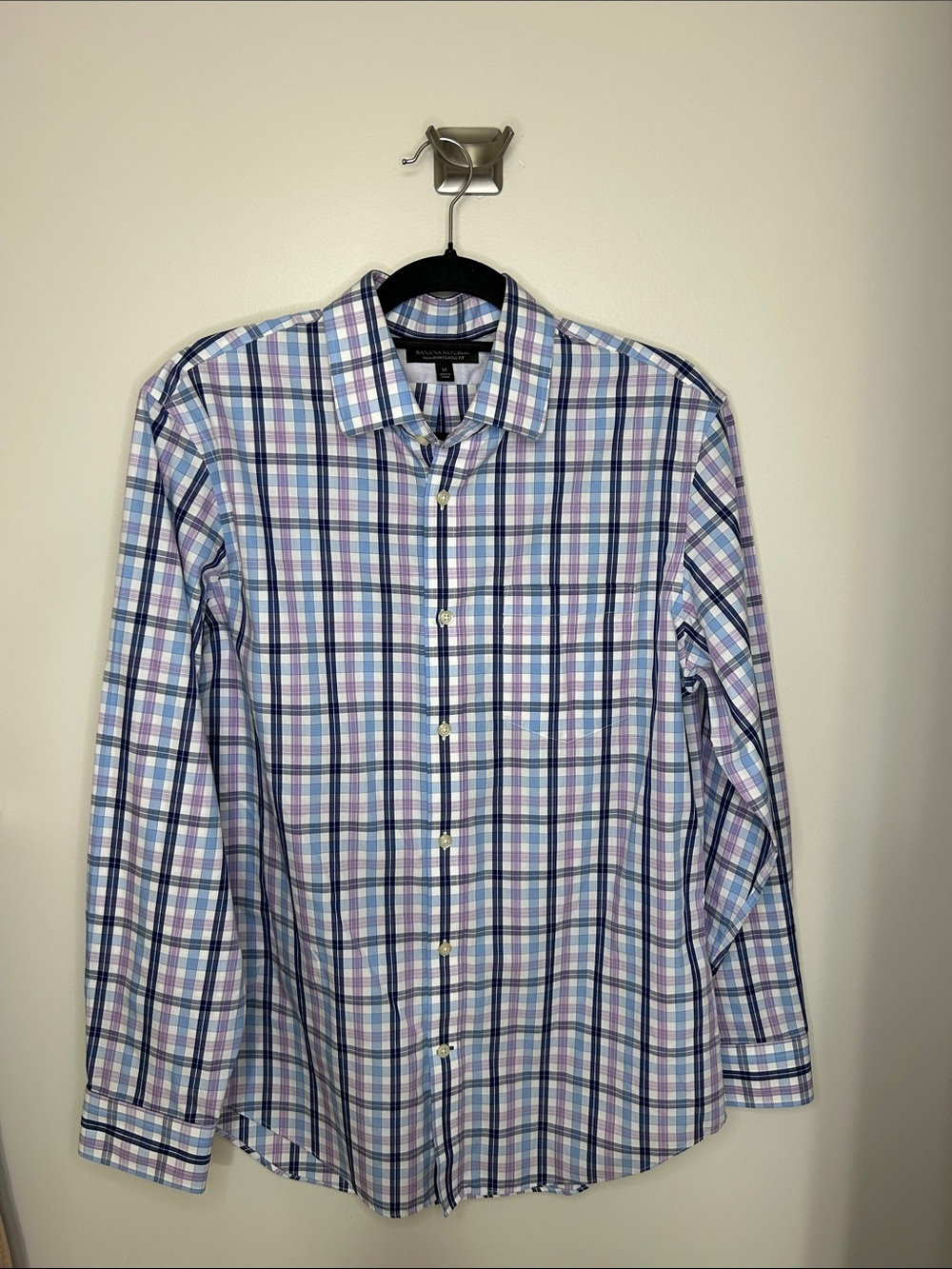 Men's Banana Republic Button Down Shirt Non-Iron Classic Fit Checkered Shirt